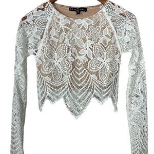 For Love and Lemons Lace Guava Crop Top XS